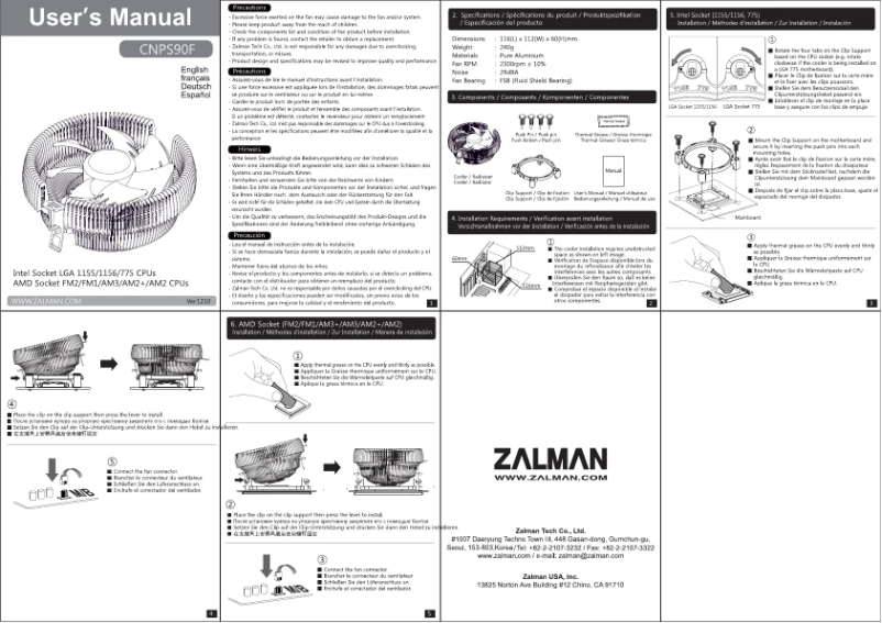 Page n°1 - Manuel utilisateur Zalman CNPS90F
