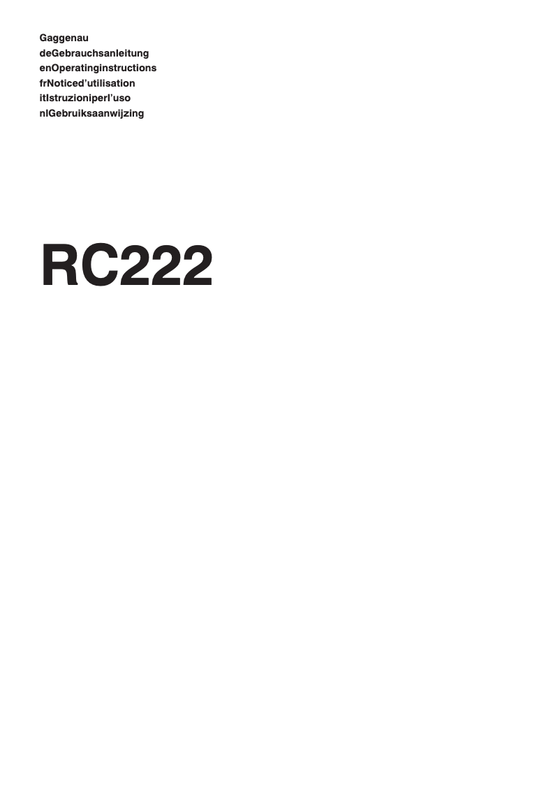 Page 1 de la notice Manuel utilisateur Gaggenau RC222100