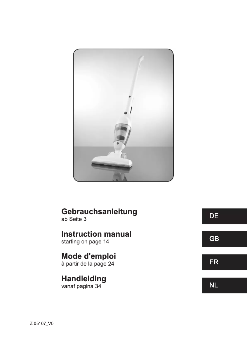 Page 1 de la notice Manuel utilisateur Cleanmaxx Z 05107