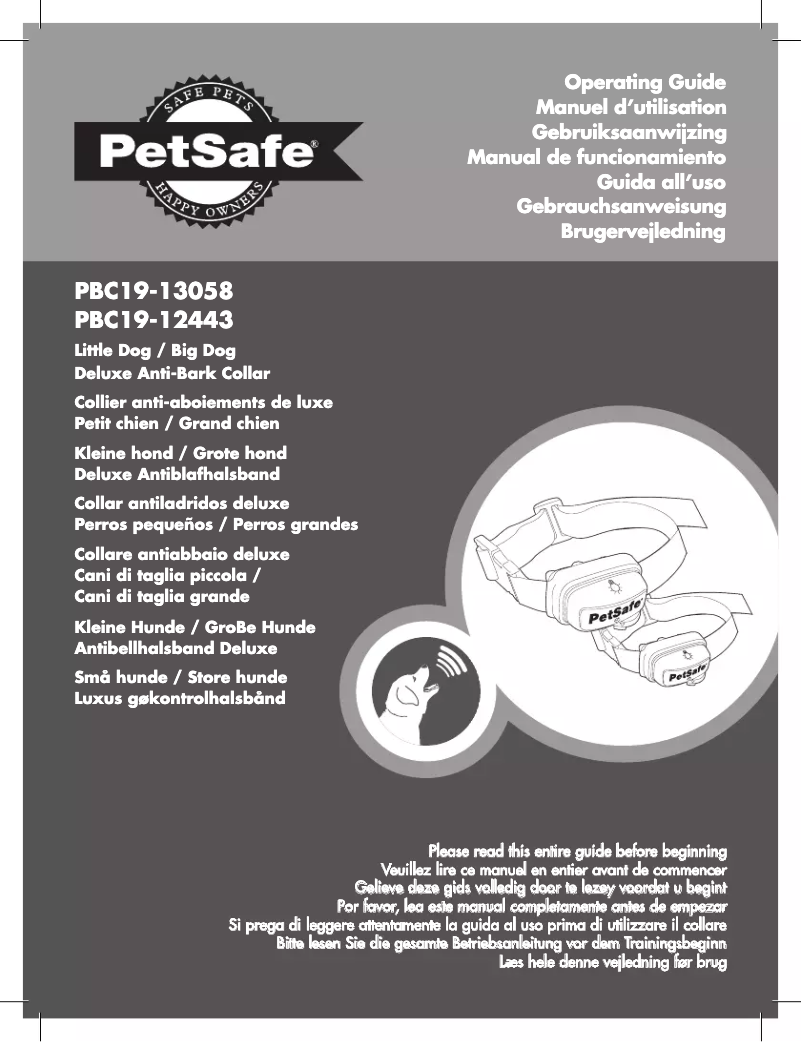 Page n°1 - Manuel utilisateur PetSafe Deluxe Bark Control PBC19-12443