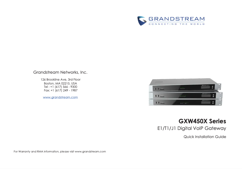 Page n°1 - Guide de démarrage rapide Grandstream GXW4500