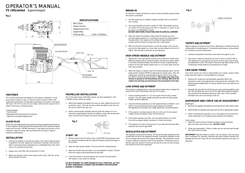First page image of the manual for 140 limited