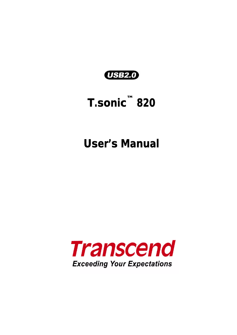 Page 1 de la notice Manuel utilisateur Transcend T.sonic 820