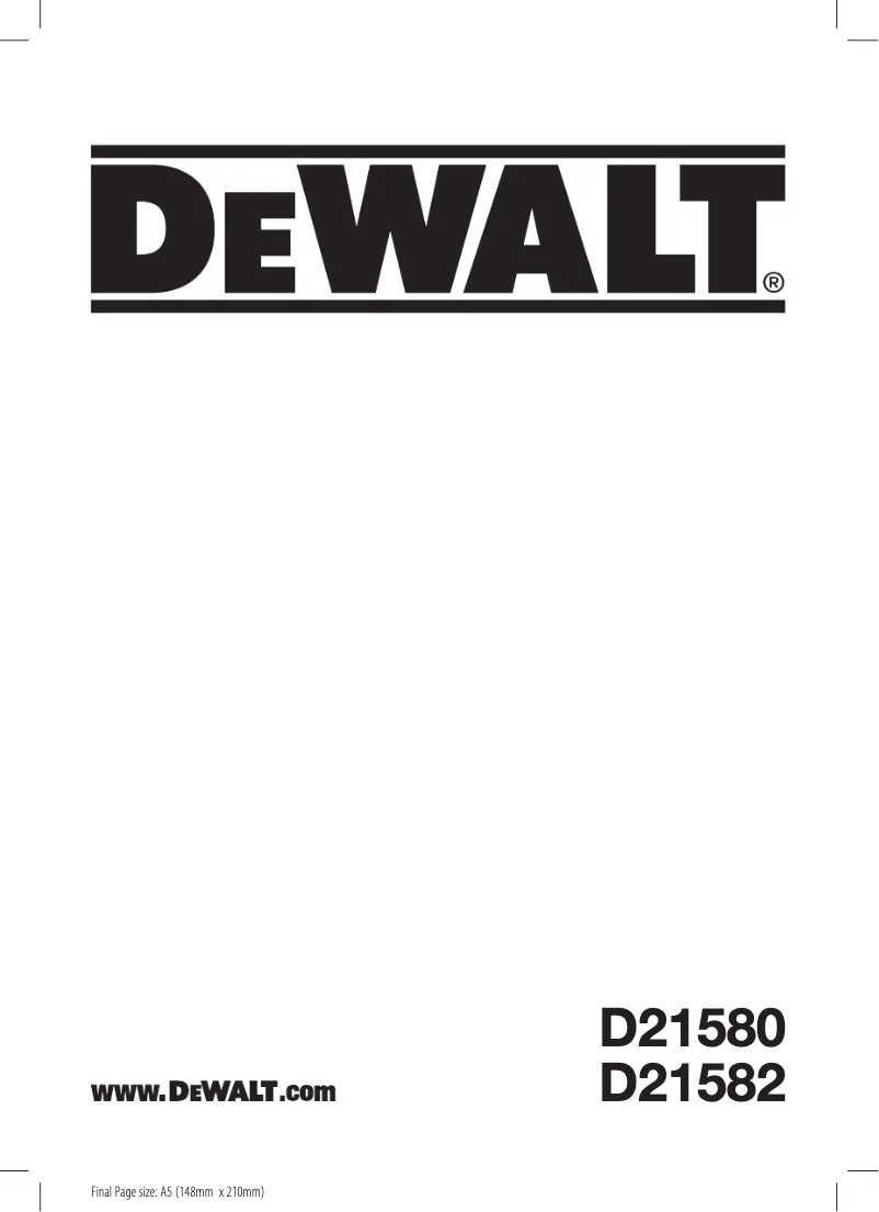 Page 1 de la notice Manuel utilisateur DeWalt D21580K