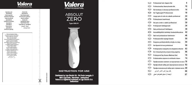 Page n°1 - Manuel utilisateur Valera Absolut Zero 658.01