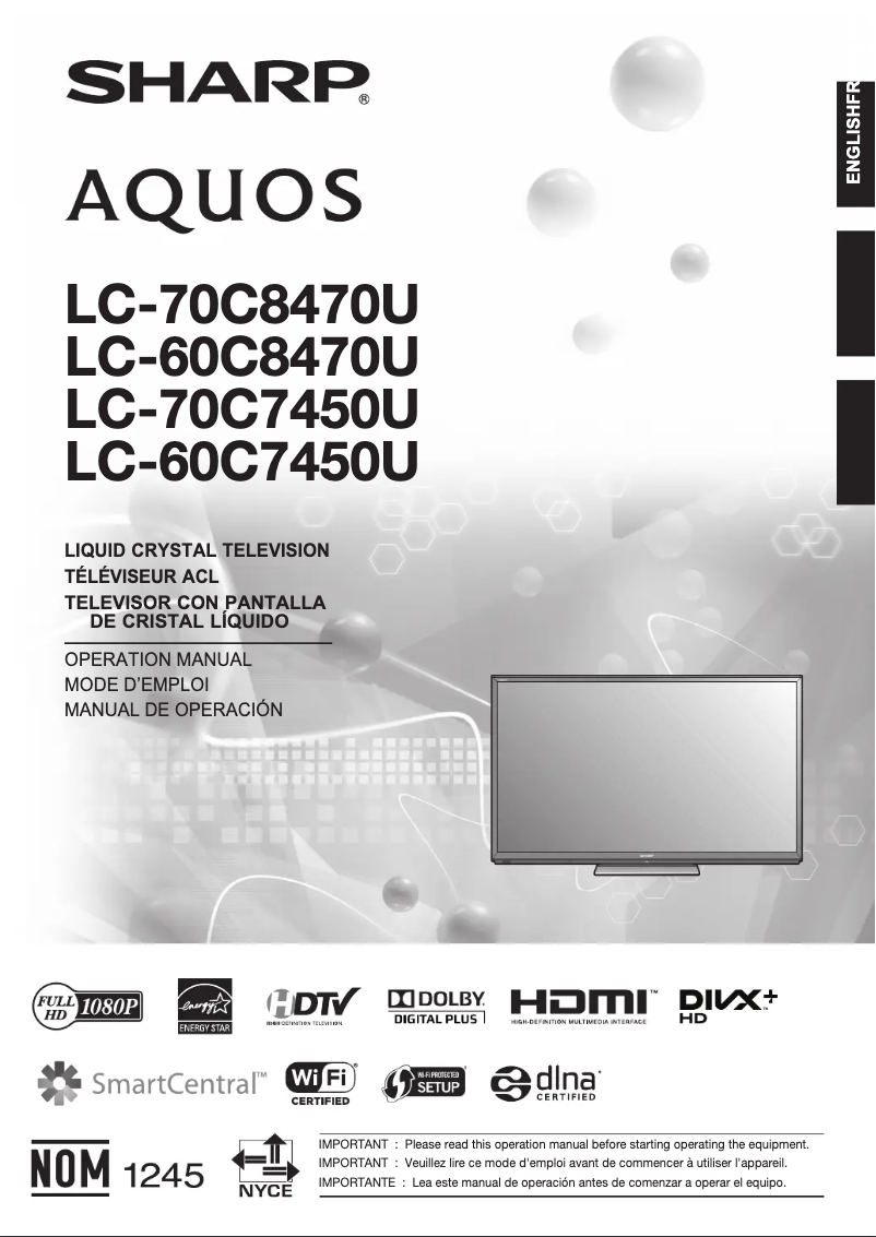 Page n°1 - Manuel utilisateur Sharp AQUOS LC-60C8470U