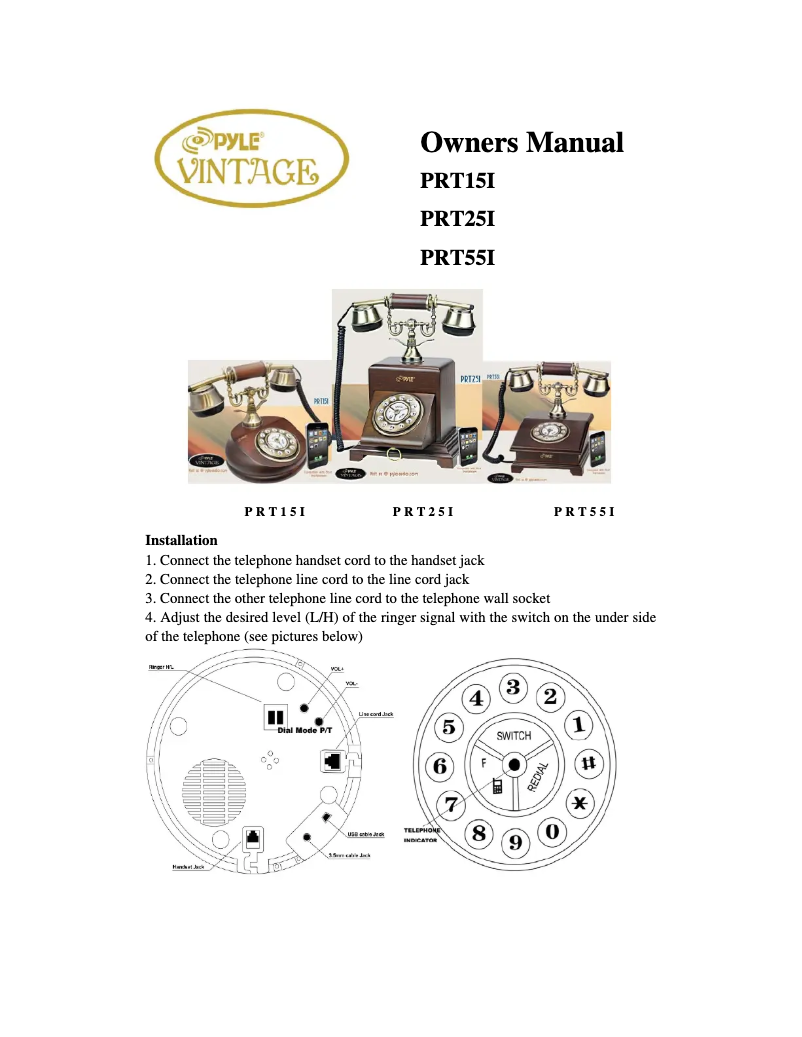 Image de la première page du manuel de l'appareil PRT55I