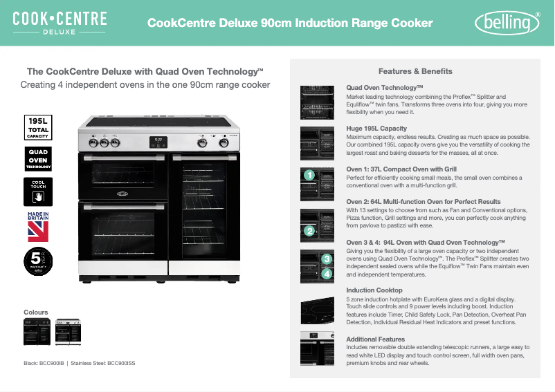 Page 1 de la notice Fiche technique Belling BCC900ISS