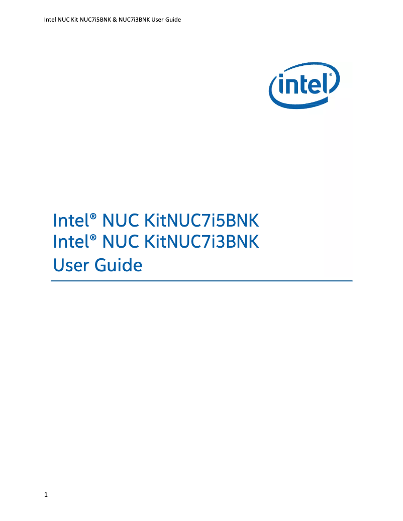 Page n°1 - Manuel utilisateur Intel NUC7i3BNK