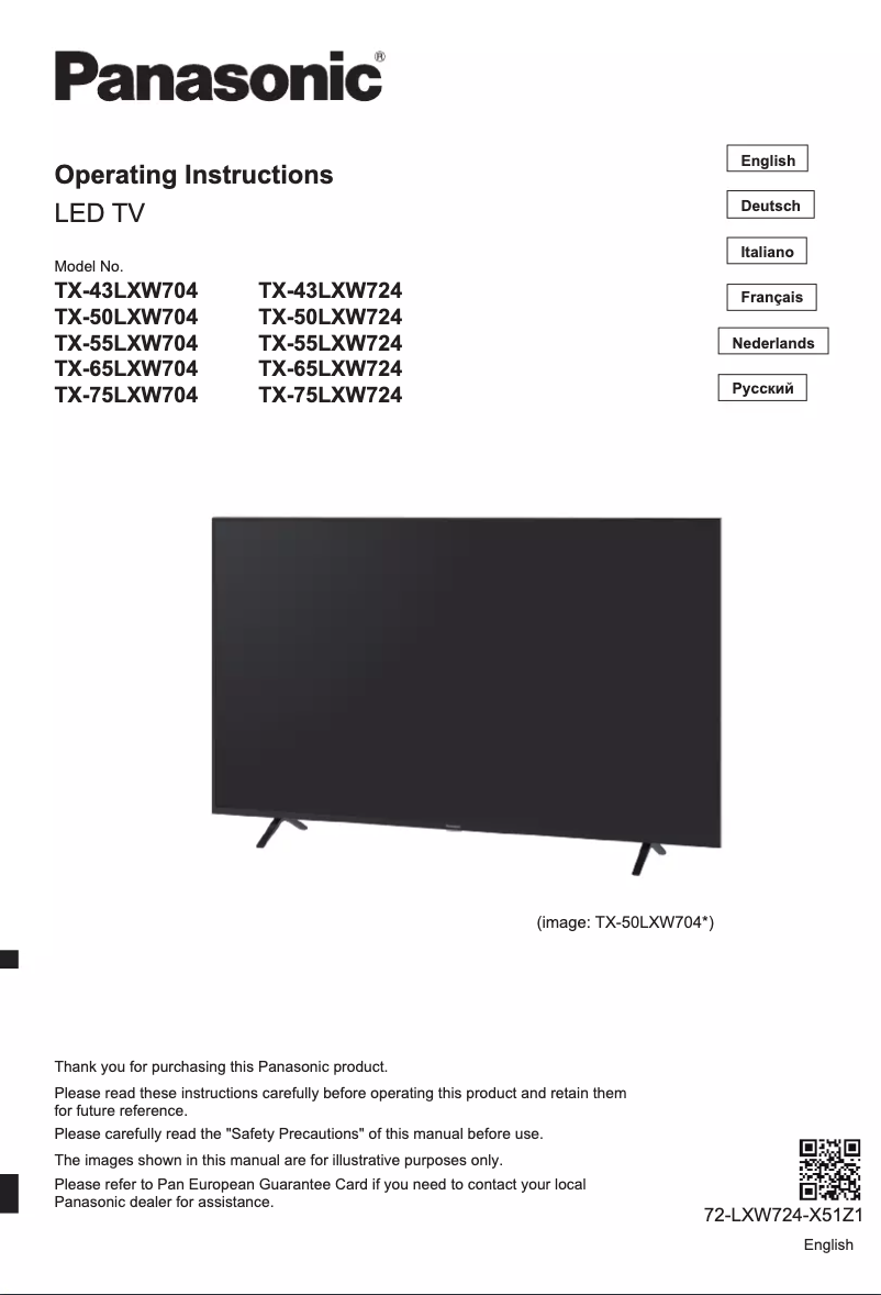 Page 1 de la notice Manuel utilisateur Panasonic TX-55LXW724