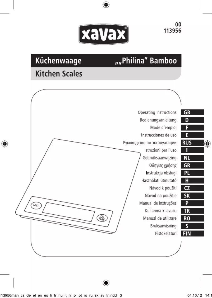 Page 1 de la notice Manuel utilisateur Xavax Philina