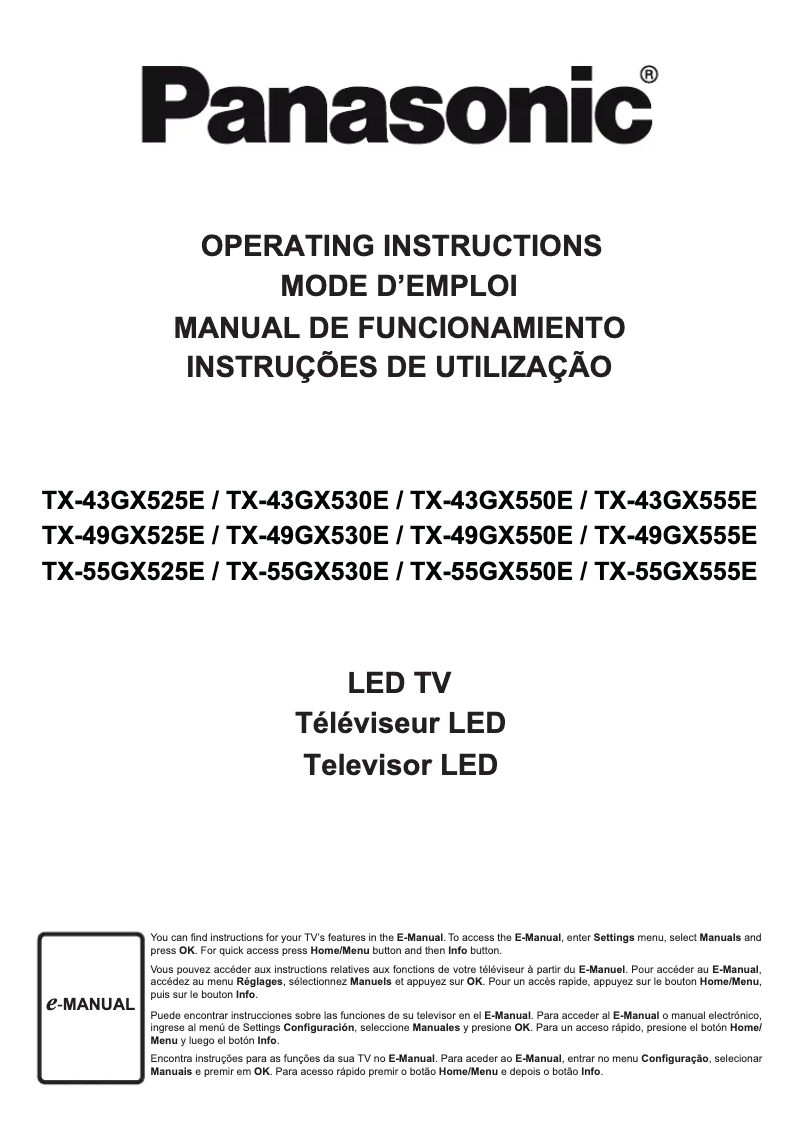 Page 1 de la notice Manuel utilisateur Panasonic TX-49GX550E