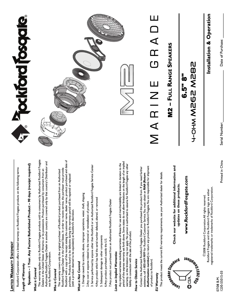 Image de la première page du manuel de l'appareil Marine M262