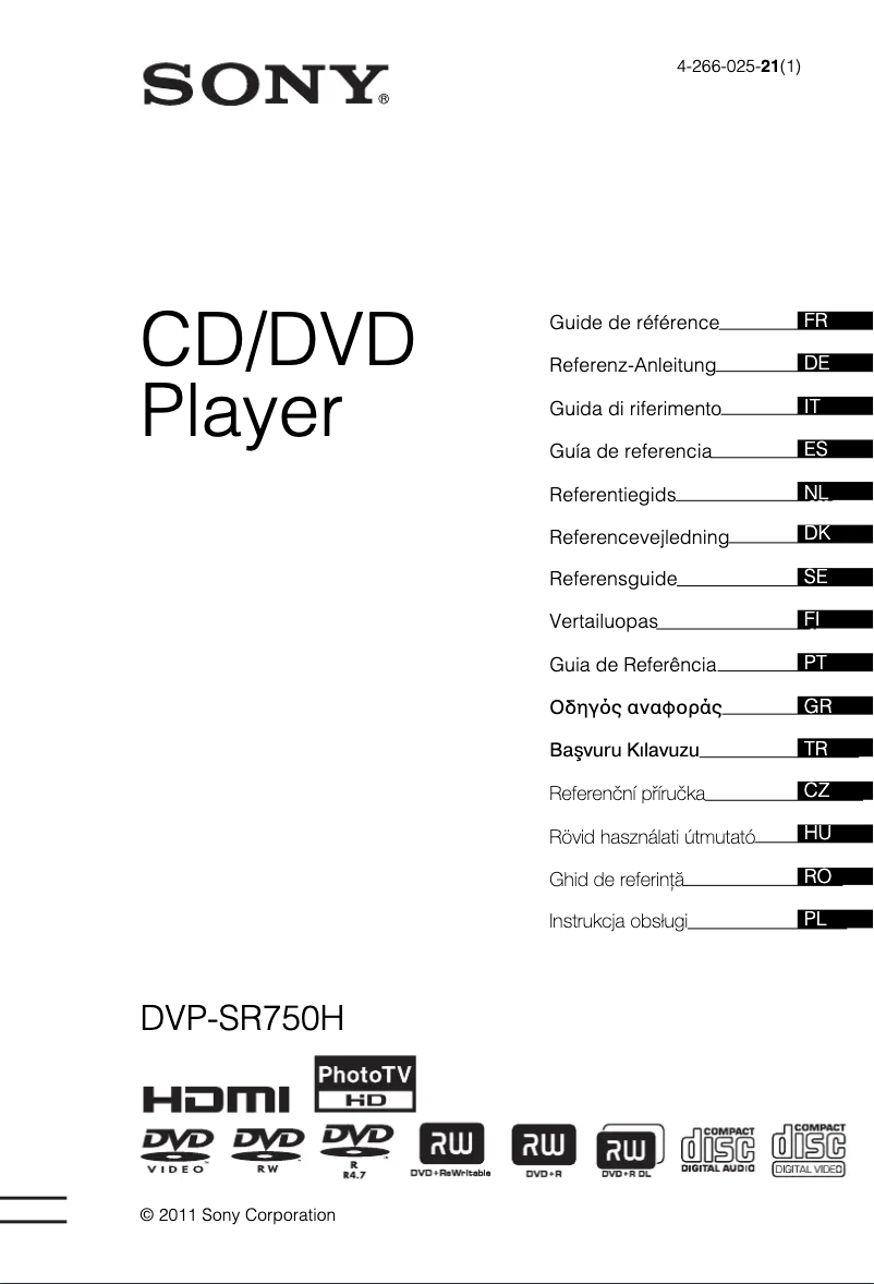 Page 1 de la notice Manuel utilisateur Sony DVP-SR750H