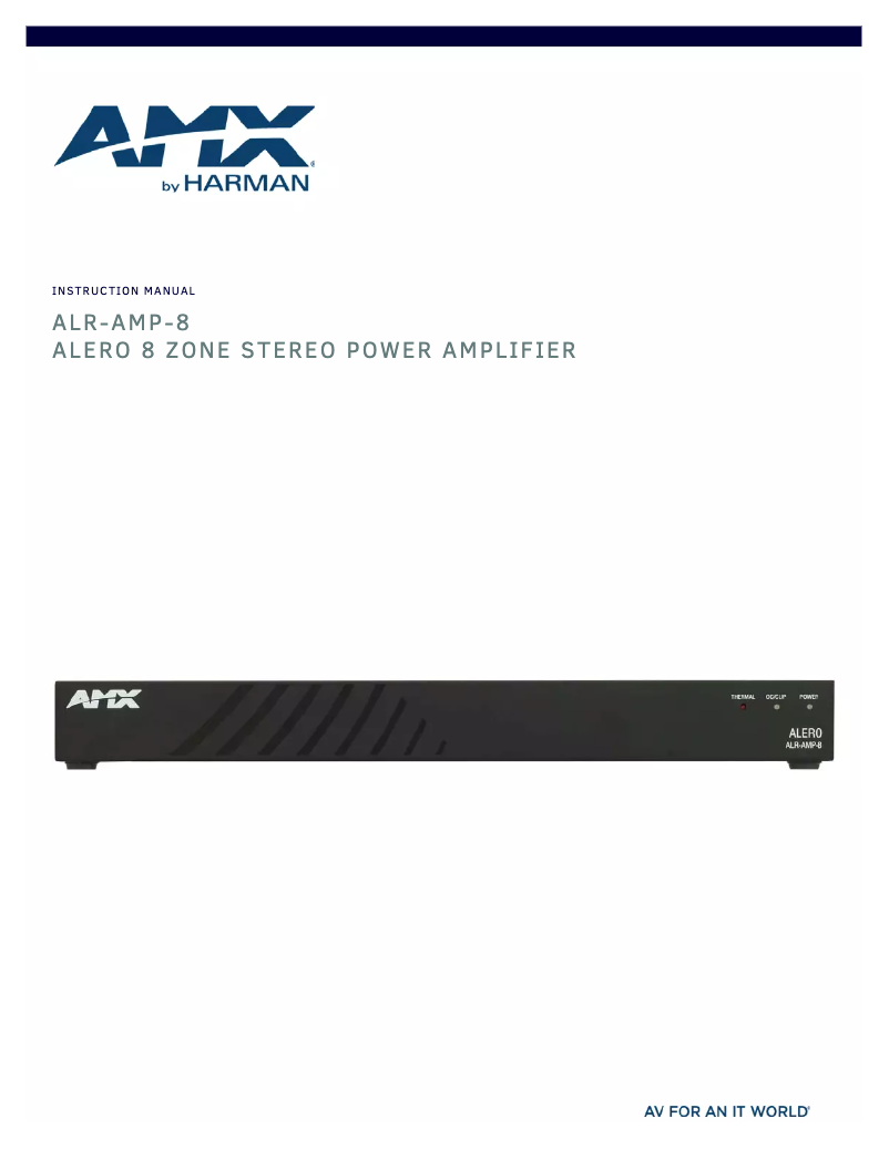 Page n°1 - Manuel utilisateur AMX Alero ALR-AMP
