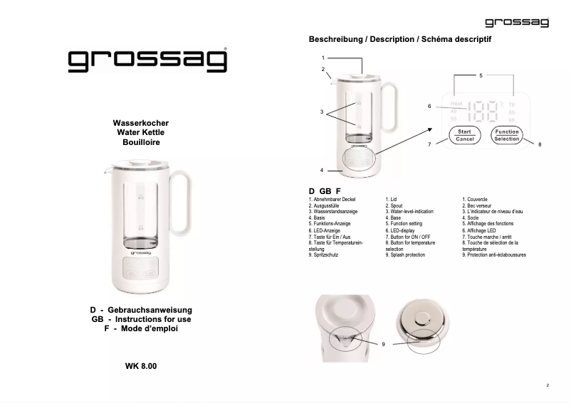 Page n°1 - Manuel utilisateur Grossag WK 8.00