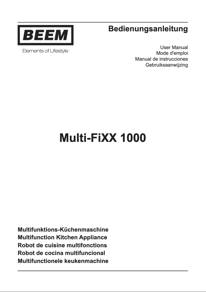 Page n°1 - Manuel utilisateur BEEM Multi-FiXX 1000
