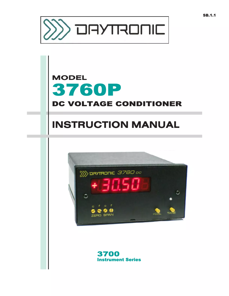 Page 1 de la notice Manuel utilisateur Daytronic 3760P