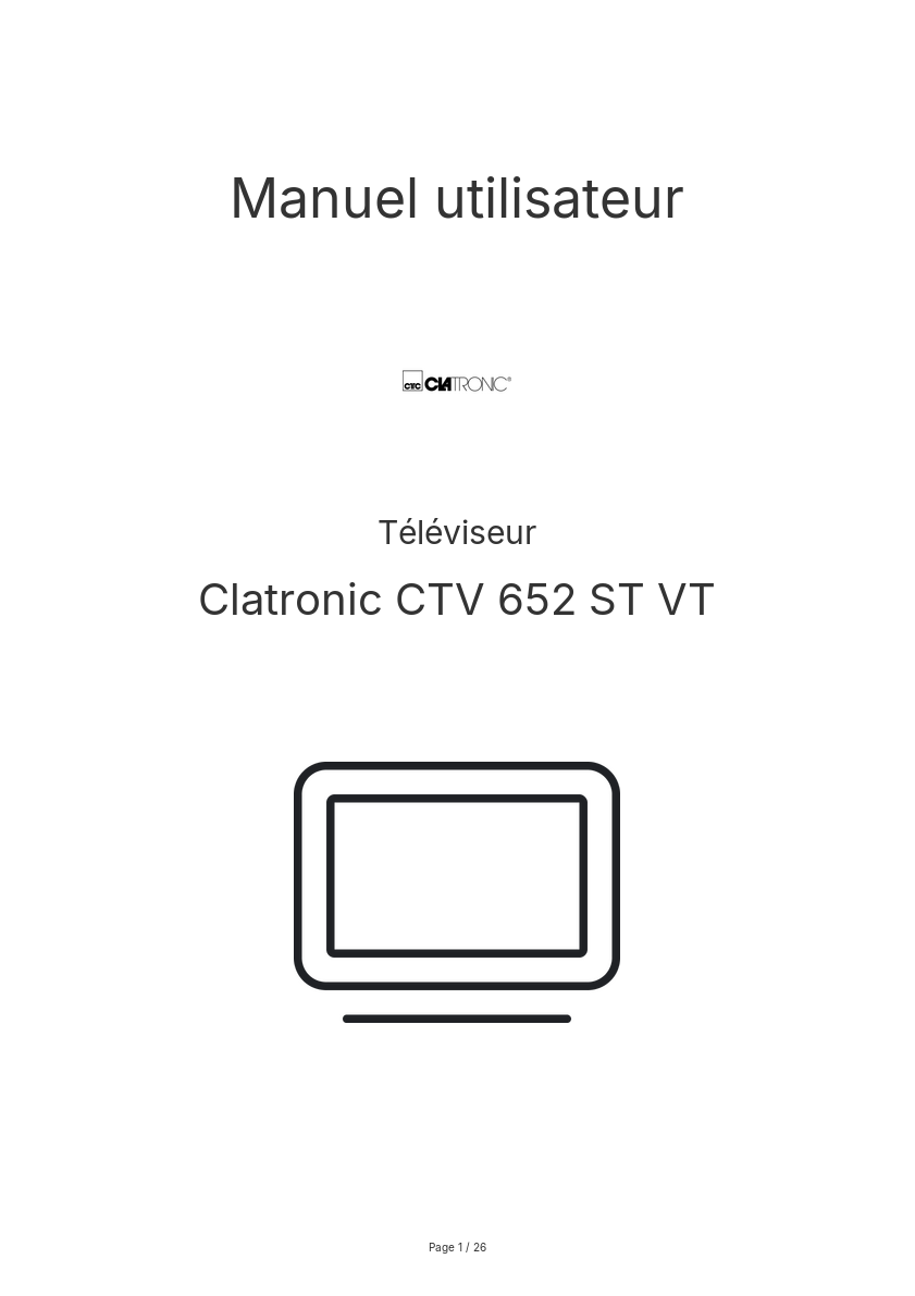 Page n°1 - Manuel utilisateur Clatronic CTV 652 ST VT