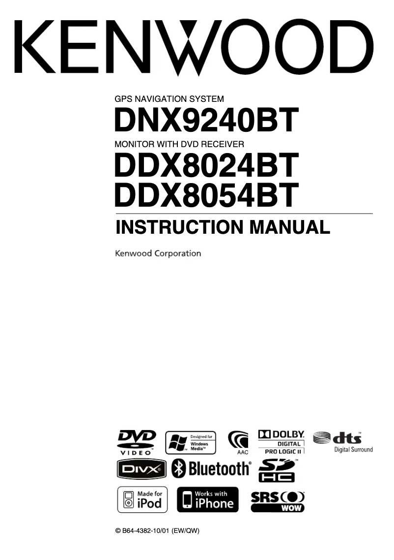 Page n°1 - Manuel utilisateur Kenwood DNX9240BT