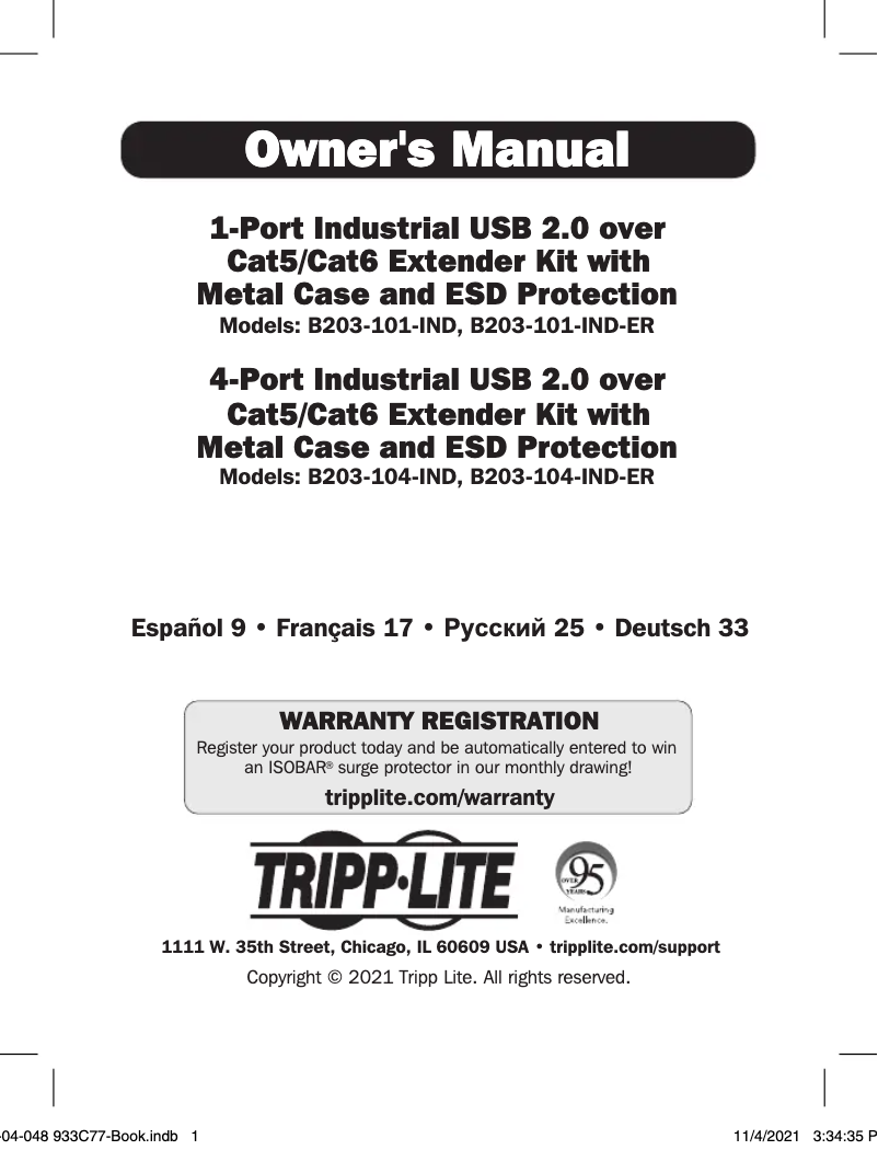 Página 1 del manual Manual de usuario Tripp Lite B203-101-IND