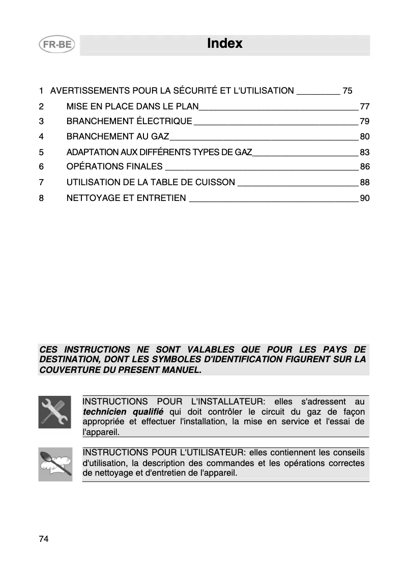Page 1 de la notice Manuel utilisateur Smeg SRV576GH