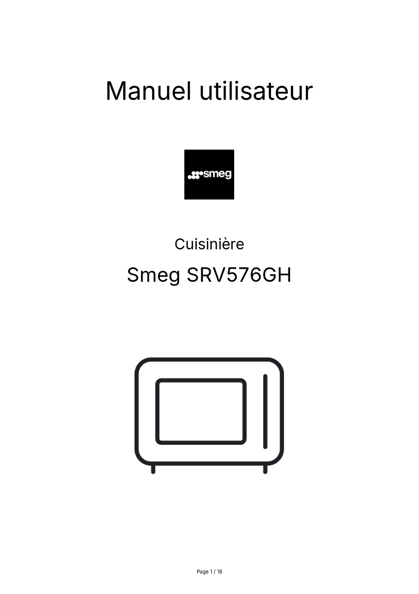Page n°1 - Manuel utilisateur Smeg SRV576GH