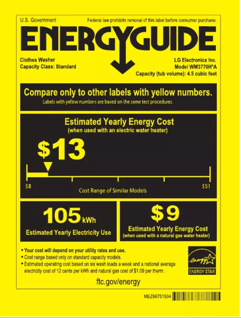 Página 1 del manual Etiqueta energética LG WM3770HA