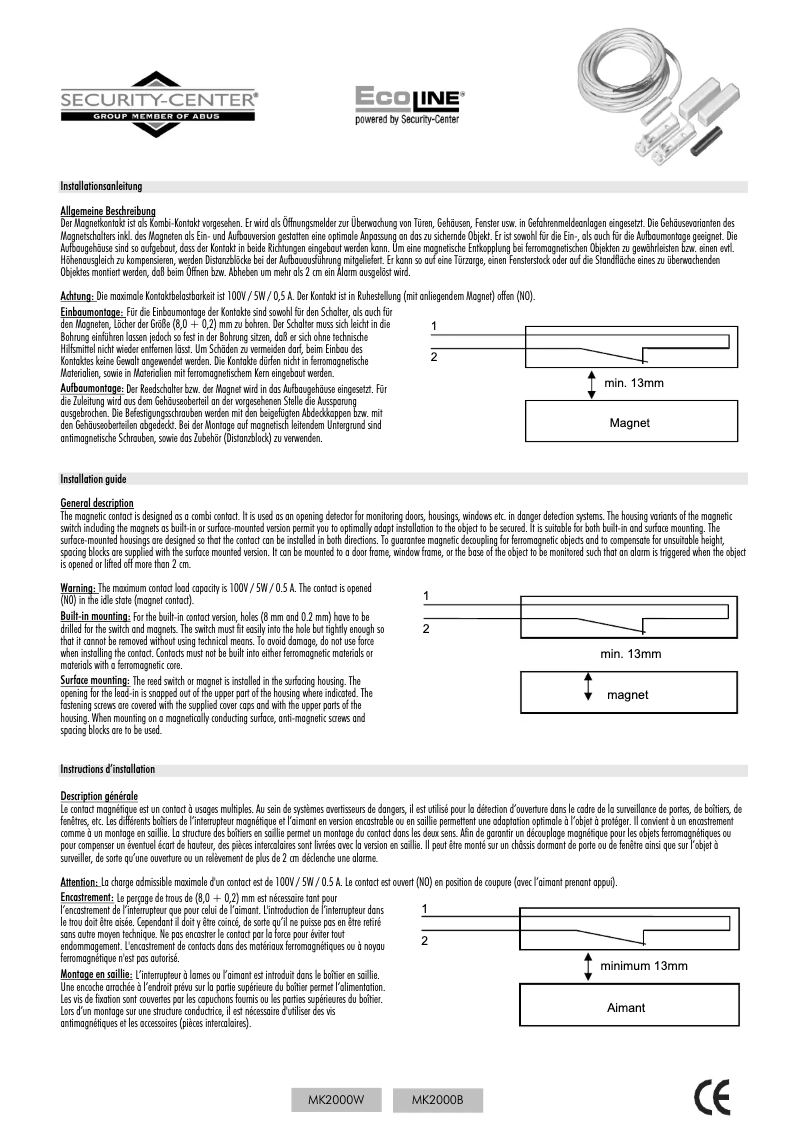 Page 1 of the manual User Manual Abus MK2000