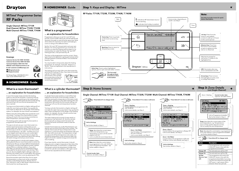 Page 1 de la notice Manuel utilisateur Drayton MiTime T720R