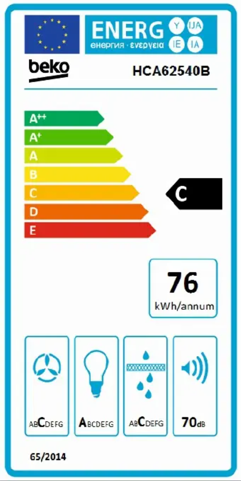 Page n°1 - Label énergétique Beko HCA62540B