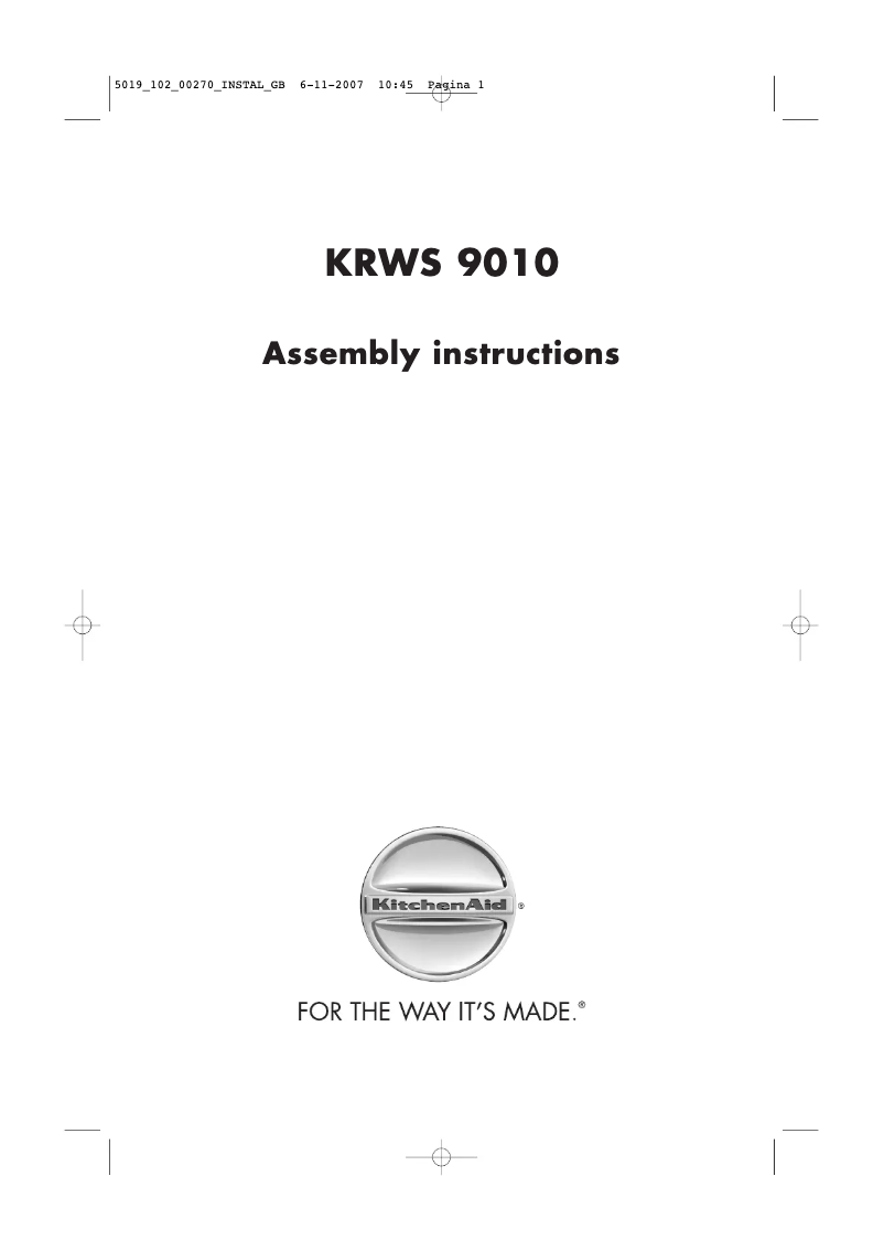 Page n°1 - Manuel utilisateur KitchenAid KRWS 9010/1