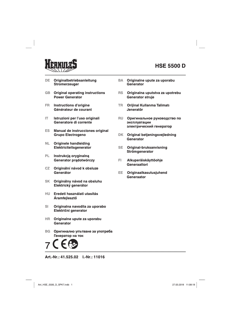 Page 1 de la notice Manuel utilisateur Herkules HSE 5500 D