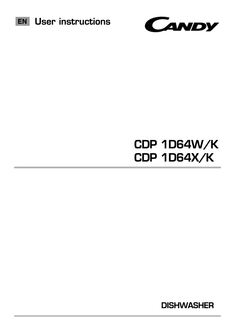 Page 1 de la notice Manuel utilisateur Candy CDP 1D64X/K