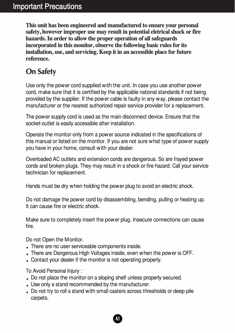 Page n°1 - Manuel utilisateur LG T530SAKM