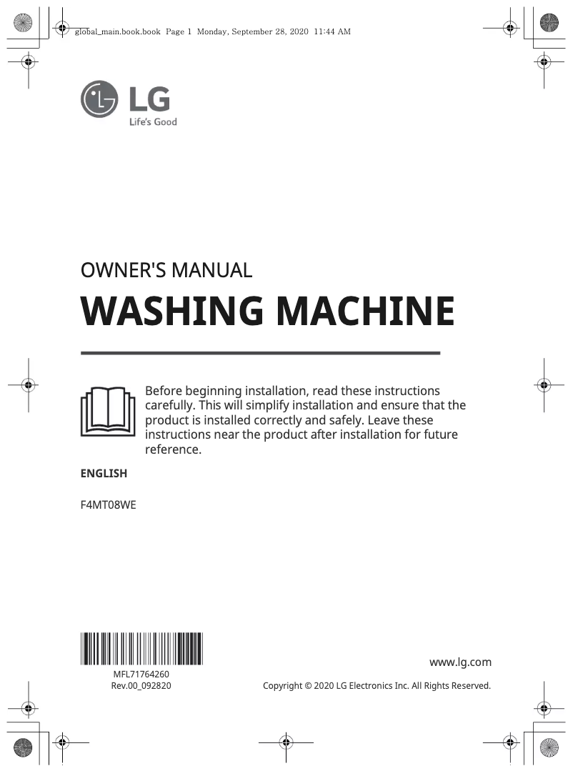 Page n°1 - Manuel utilisateur LG F4MT08WE