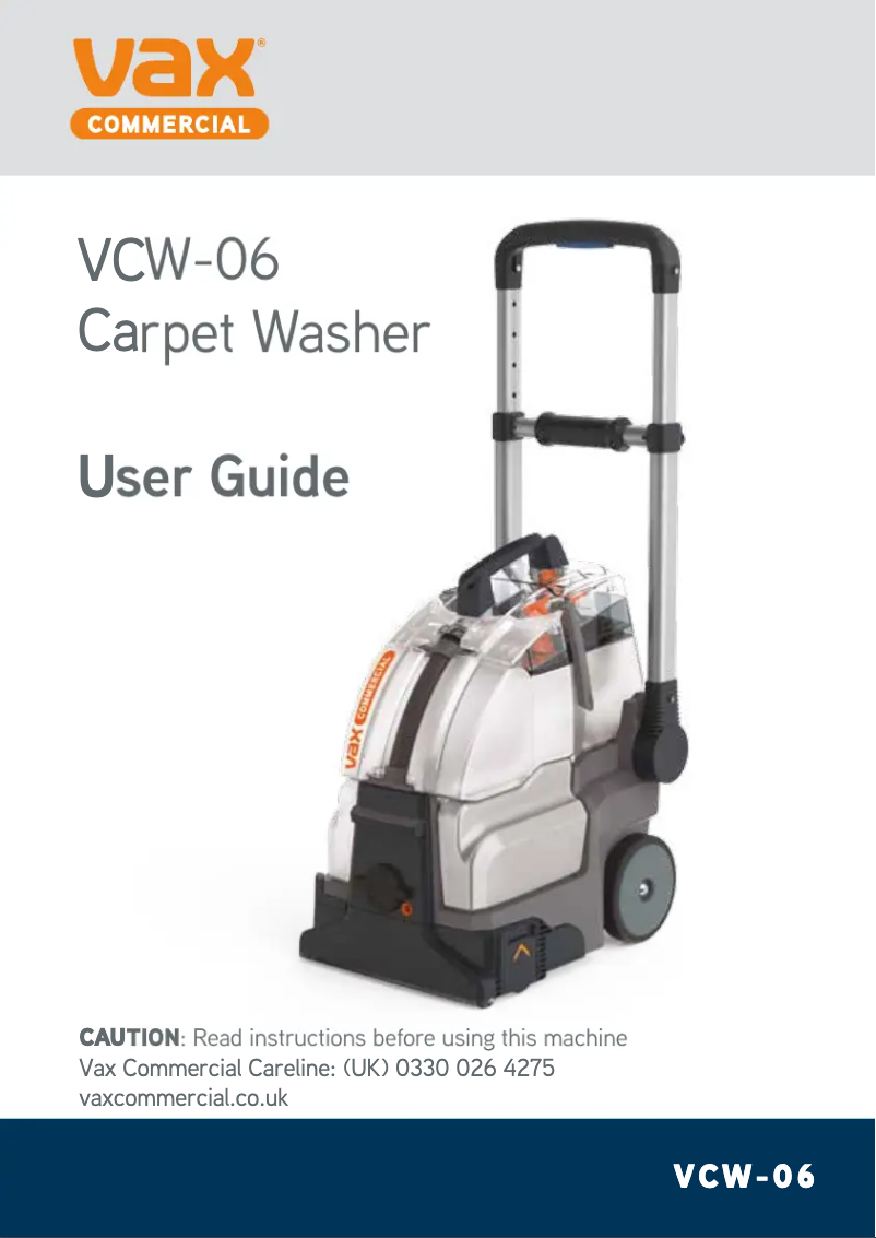 Page 1 de la notice Manuel utilisateur Vax Commercial VCW-06