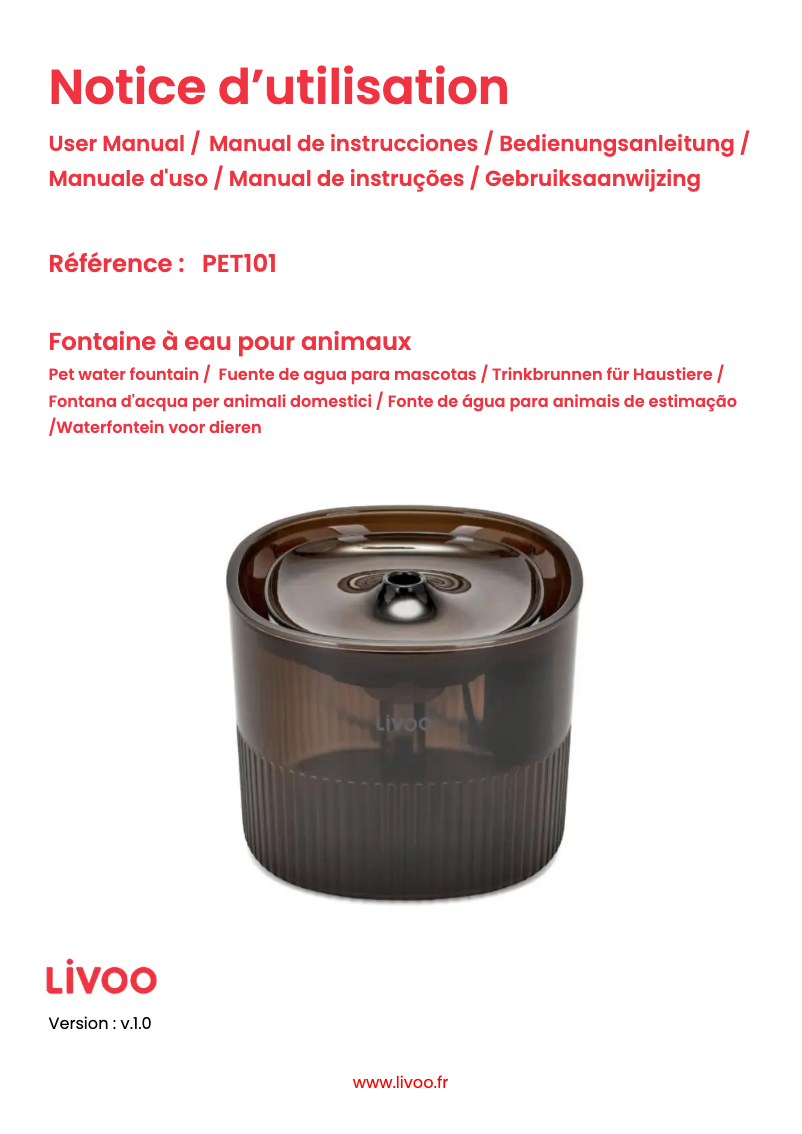 Image de la première page du manuel de l'appareil PET101