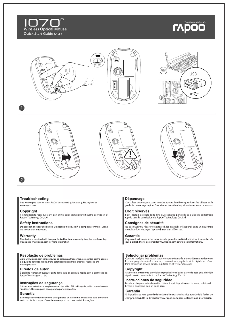 Page n°1 - Manuel utilisateur Rapoo 1070P