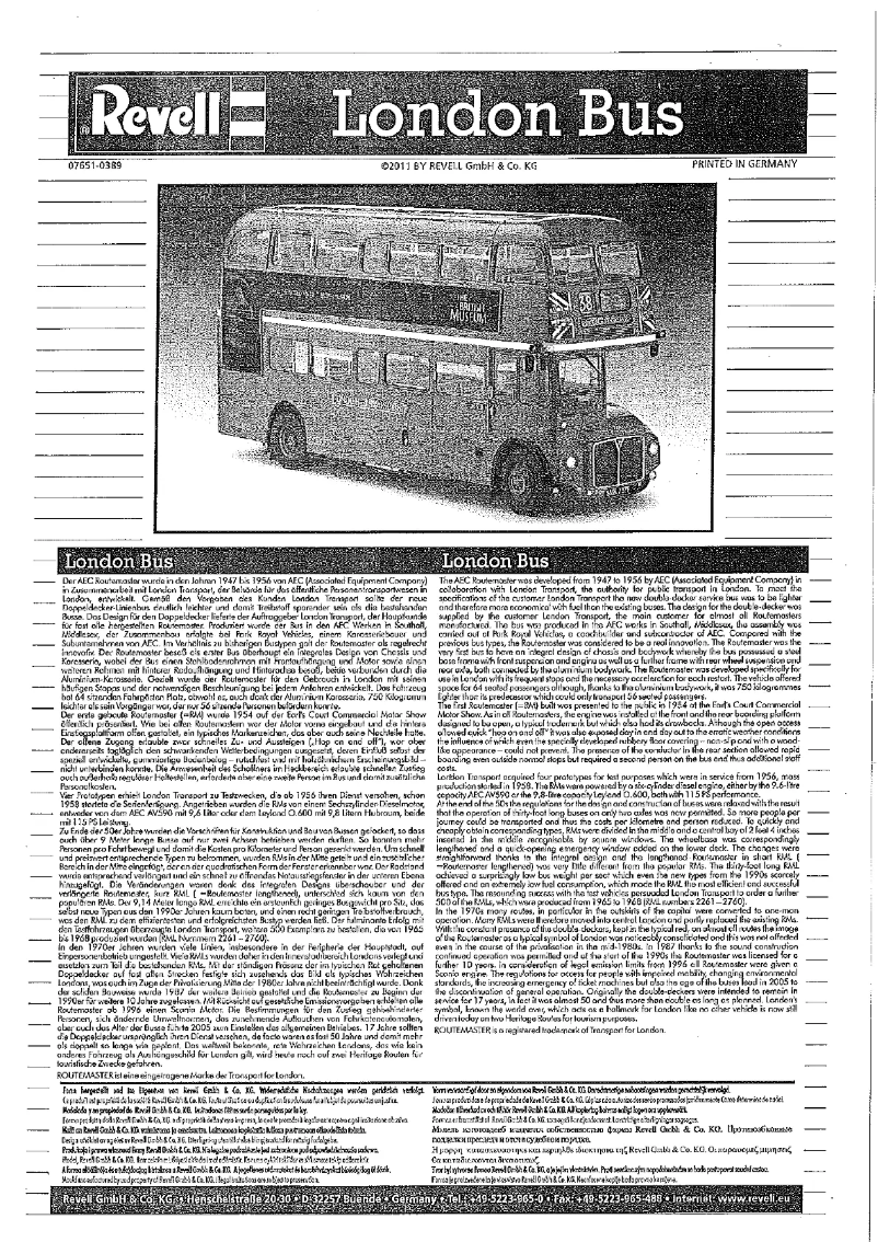 Image de la première page du manuel de l'appareil London Bus