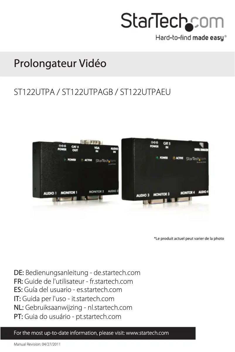 Image de la première page du manuel de l'appareil ST122UTPAEU