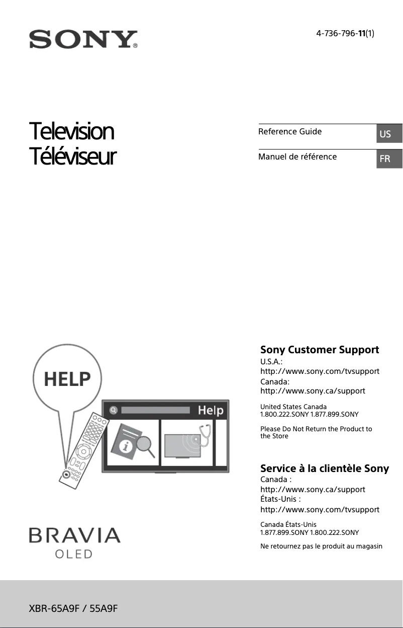 Page 1 de la notice Manuel utilisateur Sony Bravia XBR-65A9F