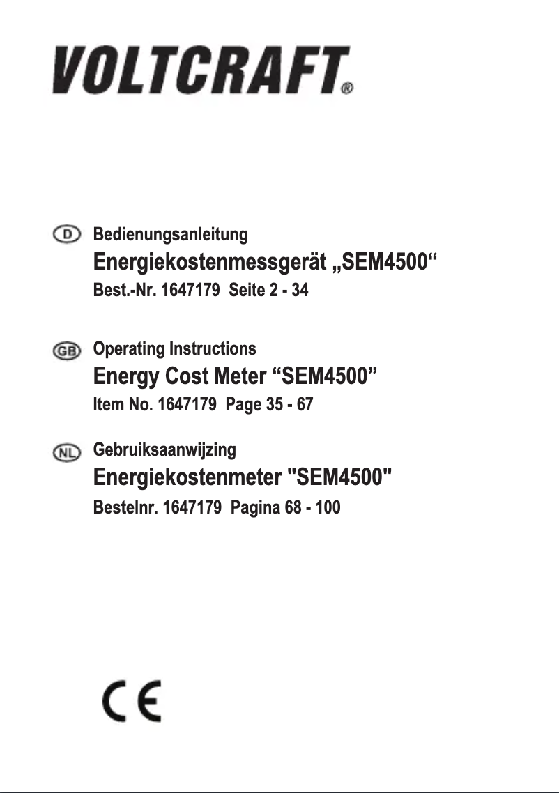 Page n°1 - Manuel utilisateur Voltcraft SEM4500