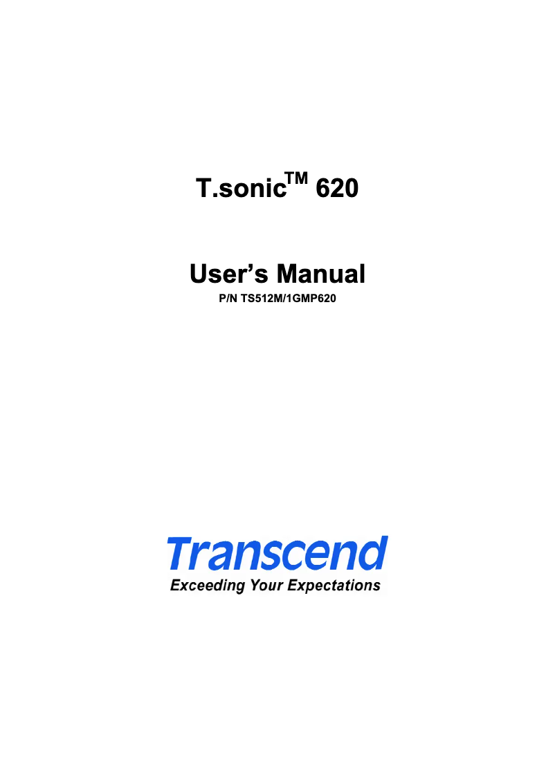 Page n°1 - Manuel utilisateur Transcend T.sonic 620