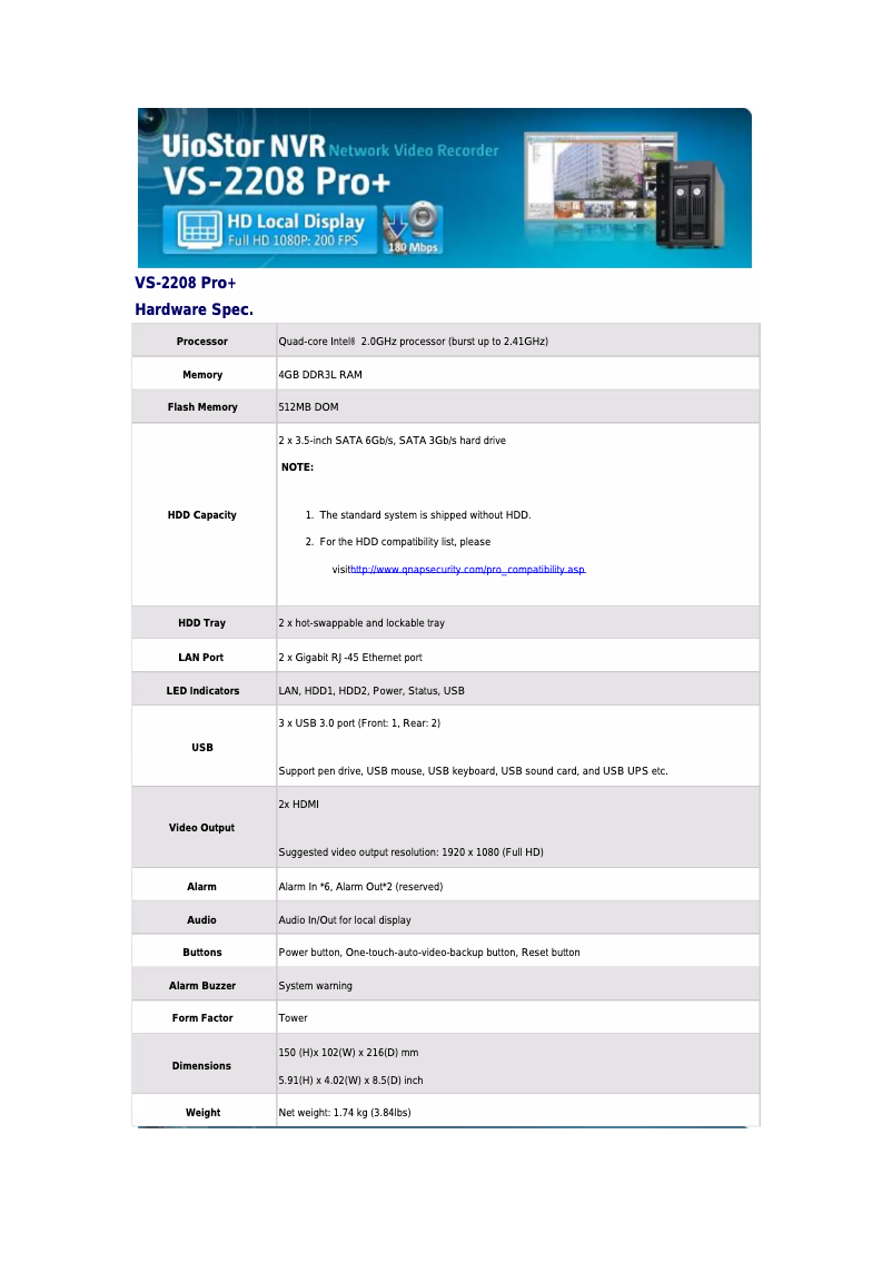 Image de la première page du manuel de l'appareil VS-2208 PRO+