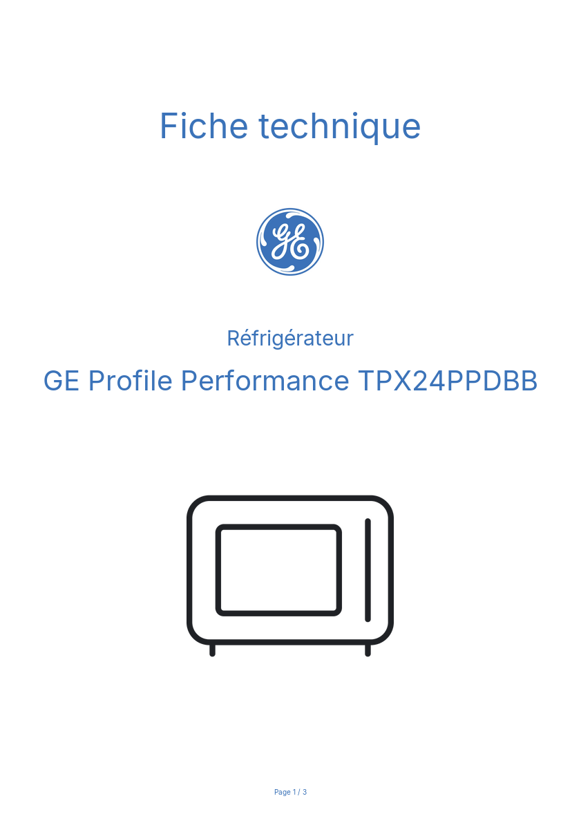 Image de la première page du manuel de l'appareil Profile Performance TPX24PPDBB
