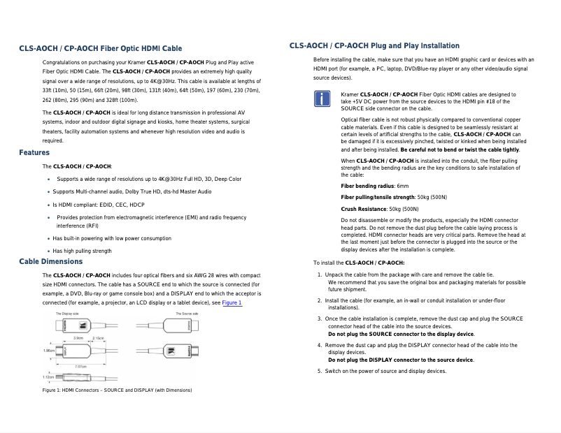Página 1 del manual Manual de usuario Kramer CP-AOCH-295