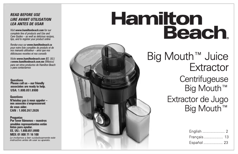 Page n°1 - Manuel utilisateur Hamilton Beach Big Mouth 67608Z