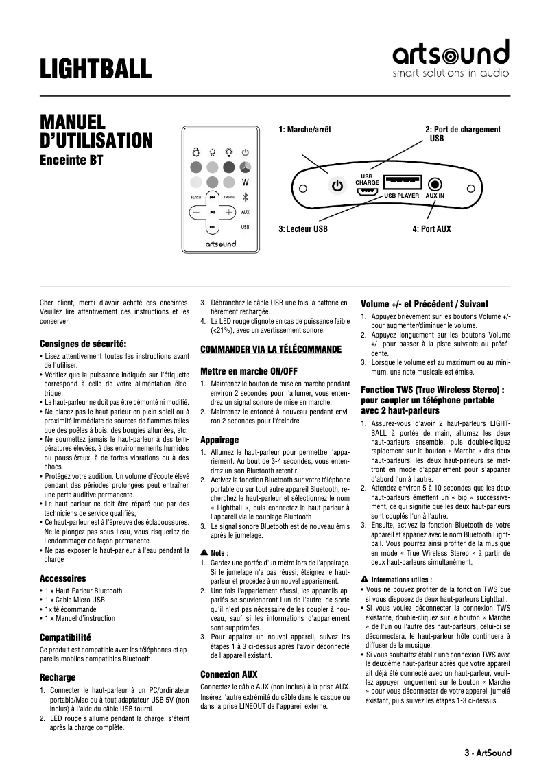 Image de la première page du manuel de l'appareil Lightbal