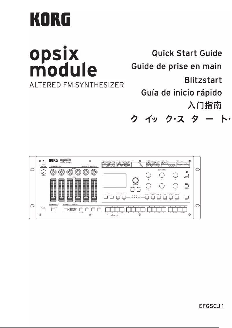 Page 1 de la notice Guide de démarrage rapide Korg Opsix module